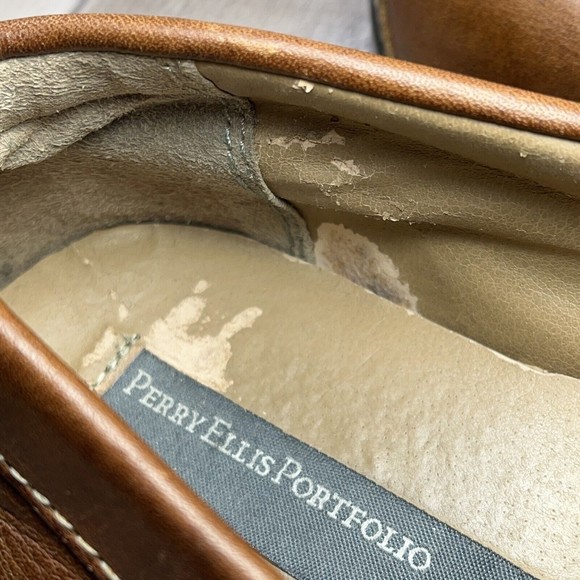 Perry Ellis Portfolio Men's Stanford Loafers Leather Shoes Brown Size 9 PP8509D - Picture 13 of 15